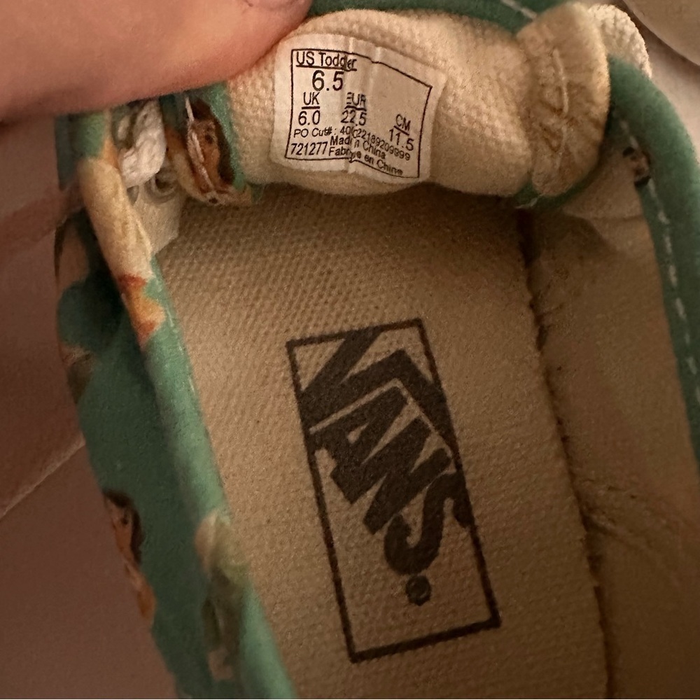 Vans Hawaiian Hula Dancer Green Printed Tie Sneakers Size 6.5 Baby Toddler - Picture 6 of 7